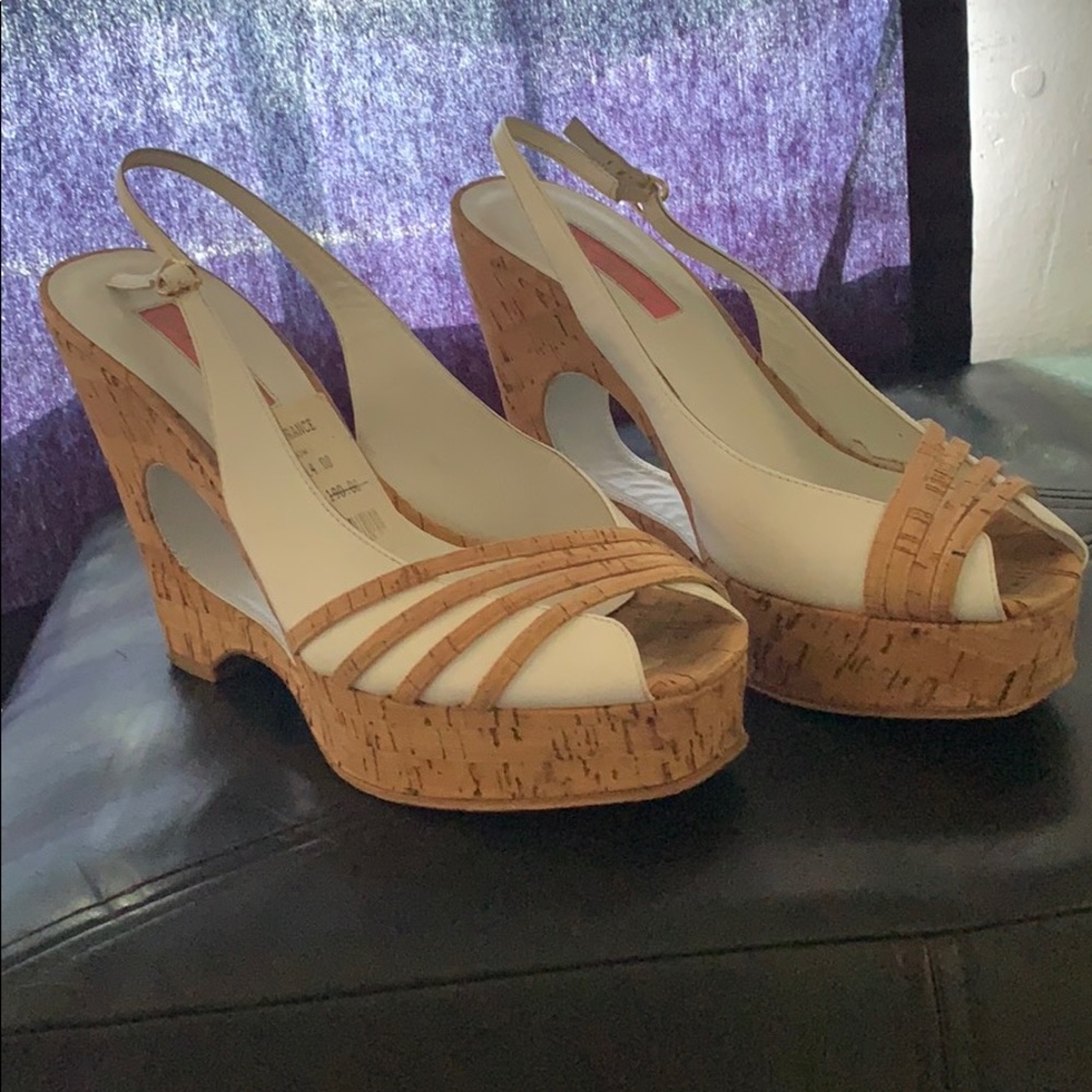 Betsey Johnson white wedges